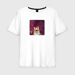 Мужская футболка оверсайз Рыжий кот в космосе мем