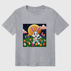 Футболка оверсайз мужская Кролик пришелец, цвет: меланж