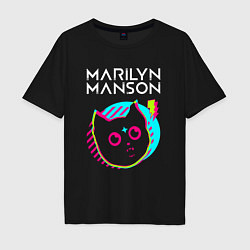 Мужская футболка оверсайз Marilyn Manson rock star cat