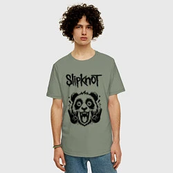 Футболка оверсайз мужская Slipknot - rock panda, цвет: авокадо — фото 2