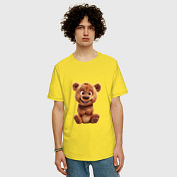 Футболка оверсайз мужская Милый плюшевый медведь, цвет: желтый — фото 2