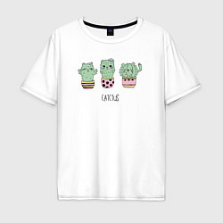 Футболка оверсайз мужская Cactus cat, цвет: белый