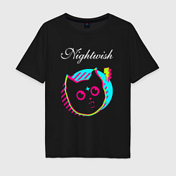 Мужская футболка оверсайз Nightwish rock star cat