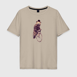 Мужская футболка оверсайз Медведь на велосипеде