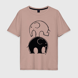 Мужская футболка оверсайз Cute elephants