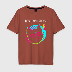 Футболка оверсайз мужская Joy Division rock star cat, цвет: кирпичный