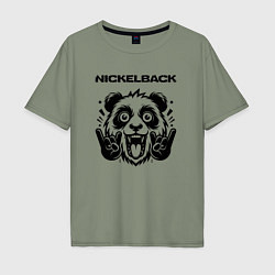 Футболка оверсайз мужская Nickelback - rock panda, цвет: авокадо
