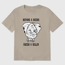 Мужская футболка оверсайз До и после шести пива