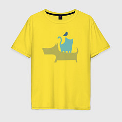 Мужская футболка оверсайз Bird dog cat