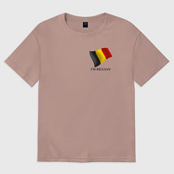 Футболка оверсайз мужская Im Belgian - motto, цвет: пыльно-розовый