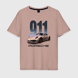 Мужская футболка оверсайз Порше 911 спортивный автомобиль