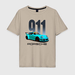 Мужская футболка оверсайз Cпортивный автомобиль Porsche