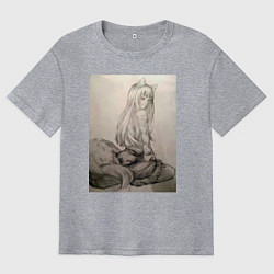 Мужская футболка оверсайз Мудрая волчица Холо