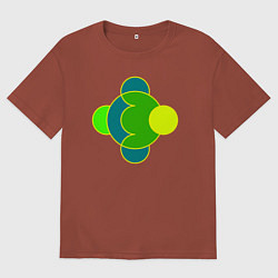 Мужская футболка оверсайз Фигура из окружностей желто-зеленая