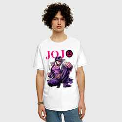 Футболка оверсайз мужская Джотаро Куджо - нейросеть, цвет: белый — фото 2