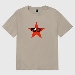 Футболка оверсайз мужская Rock star red white, цвет: миндальный