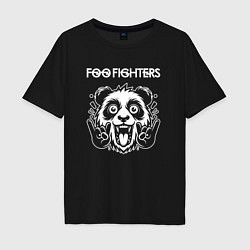 Футболка оверсайз мужская Foo Fighters rock panda, цвет: черный