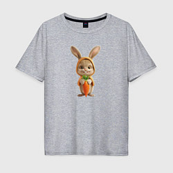 Мужская футболка оверсайз Веселый заяц - кролик с морковкой