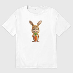 Мужская футболка оверсайз Веселый заяц - кролик с морковкой