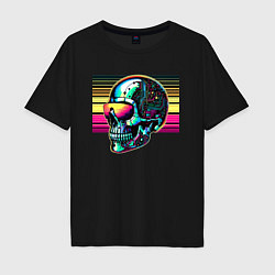 Мужская футболка оверсайз Cyber skull - fantasy ai art