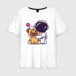 Мужская футболка оверсайз Космонавт и пёсик