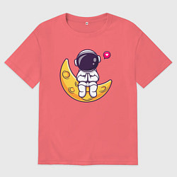 Мужская футболка оверсайз Луна и астронавт