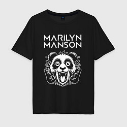 Футболка оверсайз мужская Marilyn Manson rock panda, цвет: черный