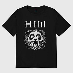 Футболка оверсайз мужская HIM rock panda, цвет: черный