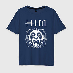 Футболка оверсайз мужская HIM rock panda, цвет: тёмно-синий