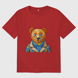 Мужская футболка оверсайз Медведь в стиле Ван Гога