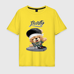 Футболка оверсайз мужская Плюшевый медвежонок диджей, цвет: желтый
