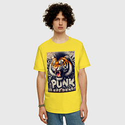 Футболка оверсайз мужская Cool tiger - punks not dead, цвет: желтый — фото 2