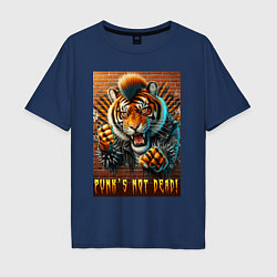 Мужская футболка оверсайз Punks not dead - motto tiger