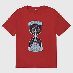 Футболка оверсайз мужская Время исследовать, цвет: красный