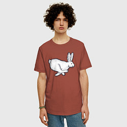 Футболка оверсайз мужская Бегущий кролик, цвет: кирпичный — фото 2