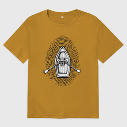 Футболка оверсайз мужская Космонавт лодочник, цвет: горчичный