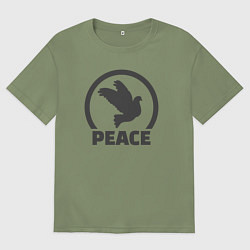 Футболка оверсайз мужская Peace bird, цвет: авокадо