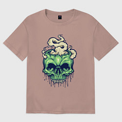 Футболка оверсайз мужская Skull smoke, цвет: пыльно-розовый