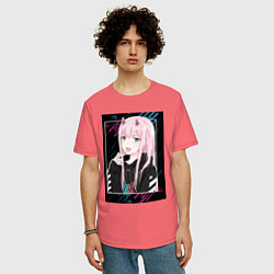 Футболка оверсайз мужская Zero Two is darling, цвет: коралловый — фото 2