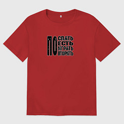 Футболка оверсайз мужская Распорядок дня заядлого игрока, цвет: красный