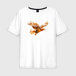 Футболка оверсайз мужская Летящий орел и пейзаж, цвет: белый
