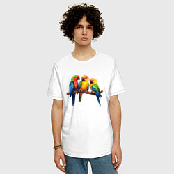 Футболка оверсайз мужская Разговор попугаев, цвет: белый — фото 2