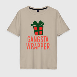 Футболка оверсайз мужская Gangsta wrapper, цвет: миндальный