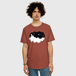 Футболка оверсайз мужская Космическая девушка на облаке, цвет: кирпичный — фото 2