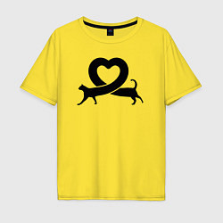 Футболка оверсайз мужская Love cat, цвет: желтый