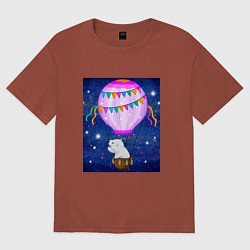 Мужская футболка оверсайз Белый медведь на воздушном шаре