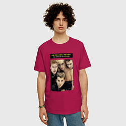 Футболка оверсайз мужская Depeche Mode - Singles, цвет: маджента — фото 2