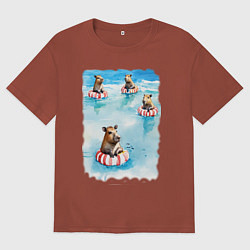 Мужская футболка оверсайз Капибара на море