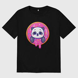 Мужская футболка оверсайз Панда в пончике