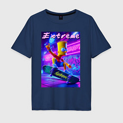 Футболка оверсайз мужская Bart Simpson on a skateboard - extreme ai art, цвет: тёмно-синий